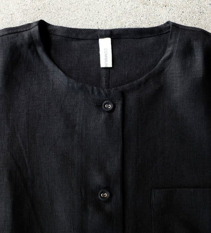 NO COLLAR SQUARE FRENCH SLEEVE SHIRT